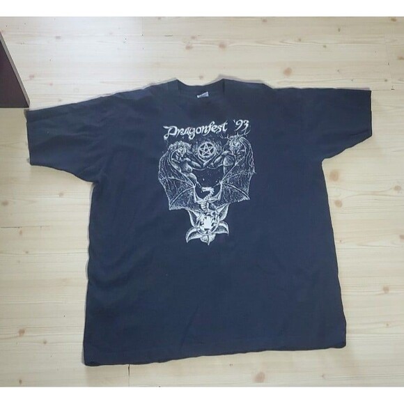 Vintage Dragonfest 1993 Graphic Short Sleeve T Shirt Black Size 2XL - Picture 2 of 7